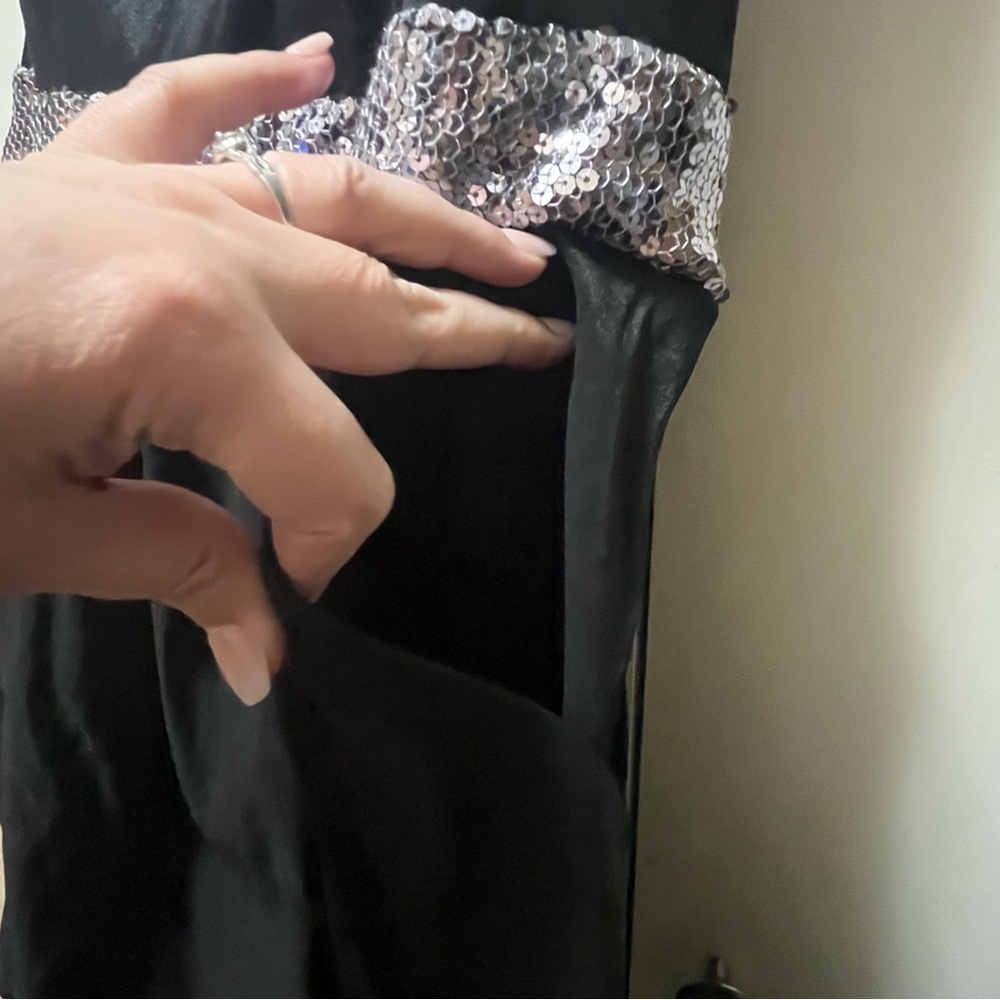 Torrid Black and Silver Sequin Strapless A-Line Dress - Picture 4 of 10
